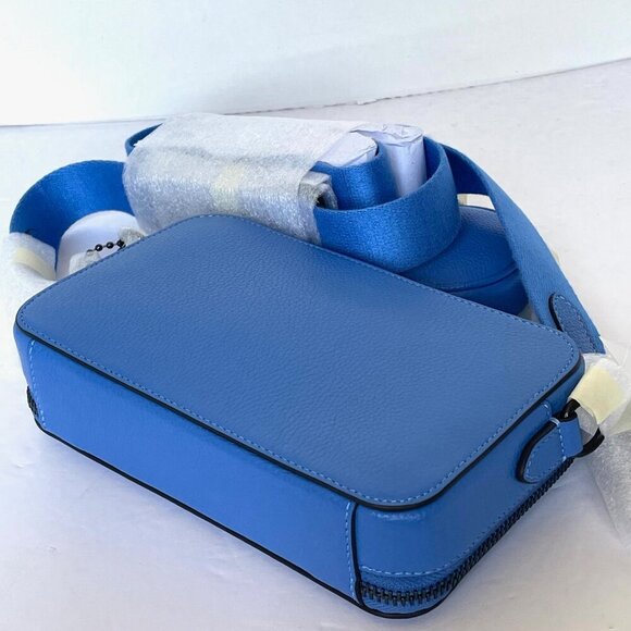 Coach Charter Slim Crossbody Messenger Bag CC070 Blueberry Pebbled Leather Pouch - Picture 6 of 9